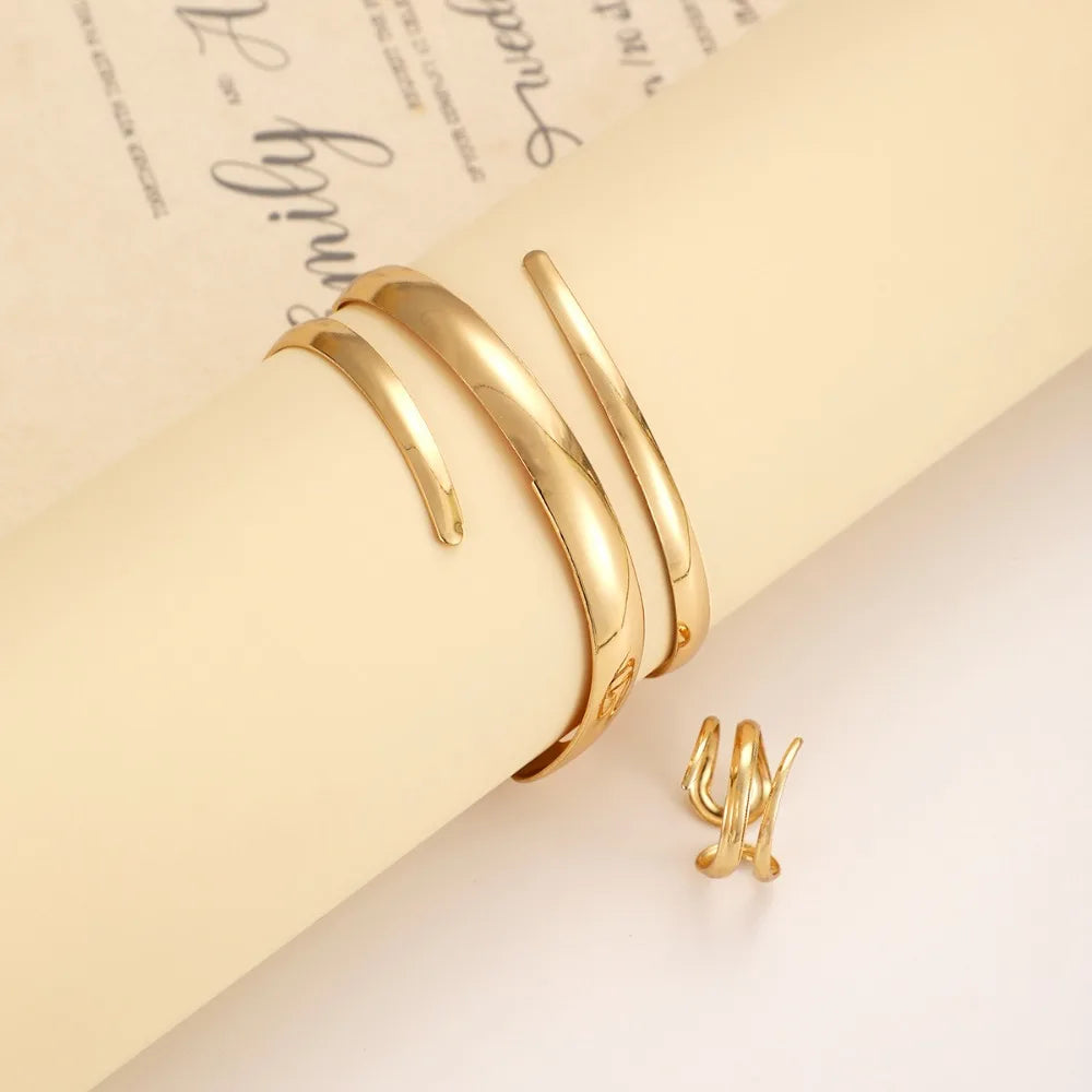 ENYI LUXE Geometric Cuff Bracelet & Ring Set