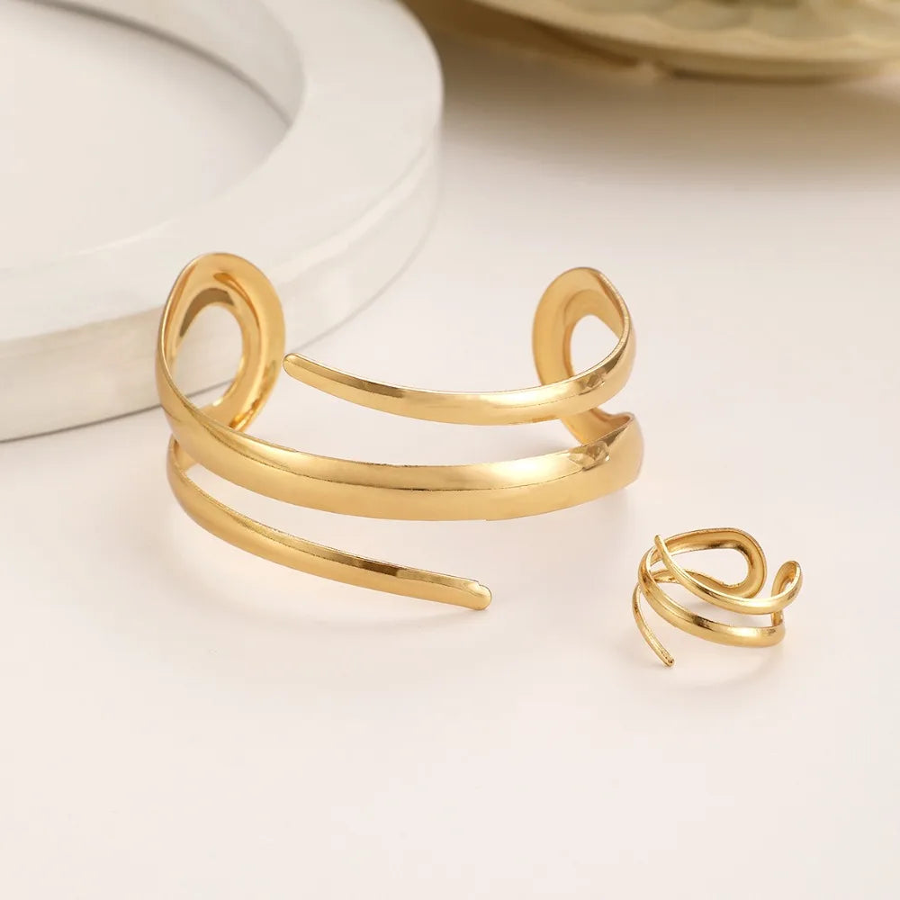 ENYI LUXE Geometric Cuff Bracelet & Ring Set